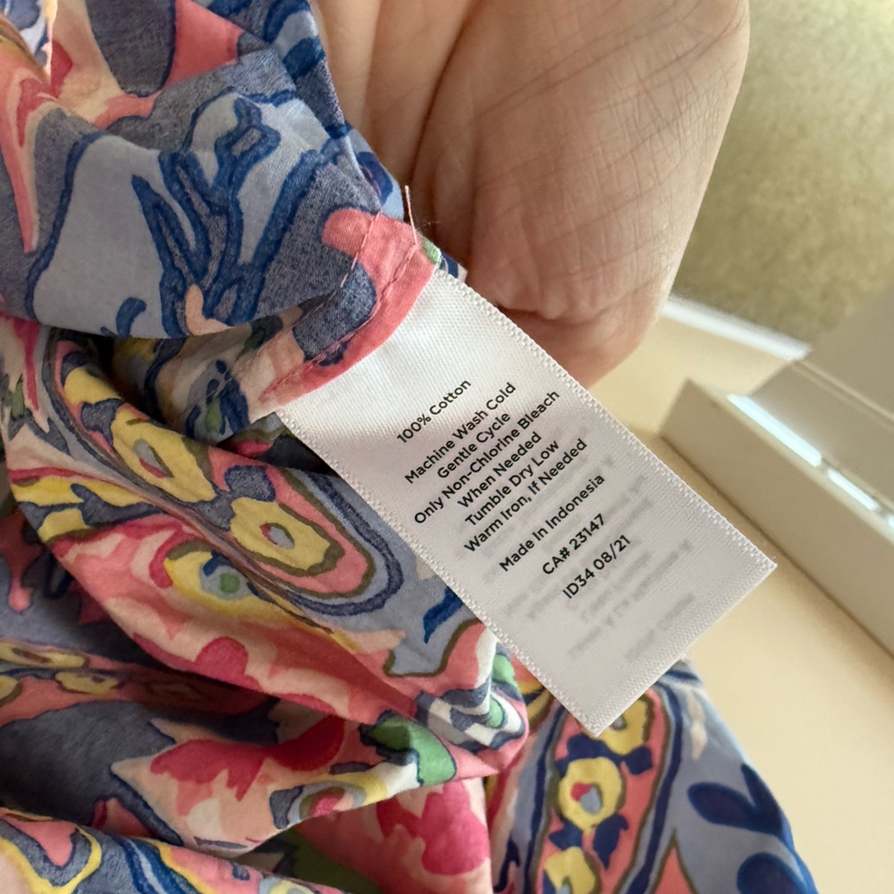 Talbots Cotton Botanical Paisley Print Button Front Shirt Contrast Cuff 2X - Picture 6 of 6